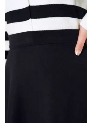 Fermuarlı Kaşe Çan Etek -Siyah