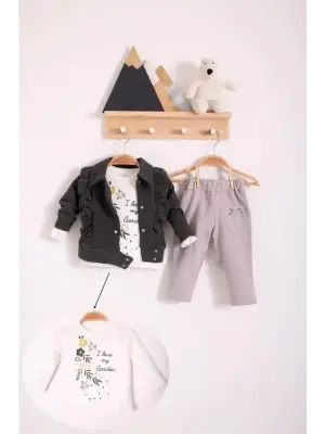 Fırfır Detaylı 3 Lü Kız Bebek Takım