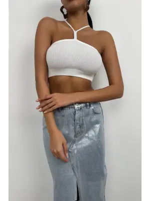 Omarı Trendy Pencere Detaylı Crop Üst