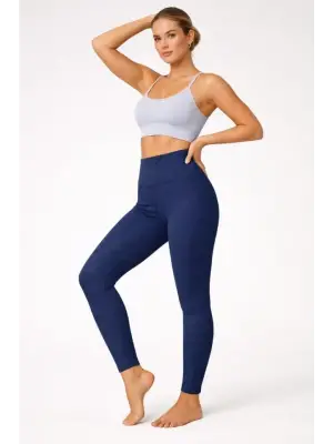 Fitilli Full Likralı Yüksek Bel Toparlayıcı Tayt Günlük Ve Spor Kullanım - Lacivert