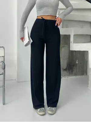 Fitilli şardonlu pantolon siyah a4058