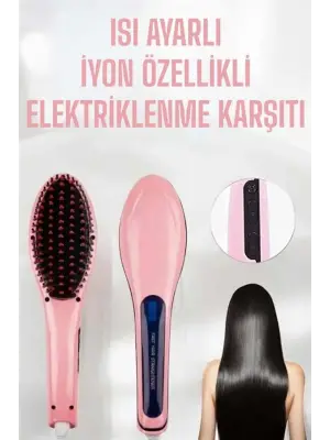 Fön Etkili Saç Düzleştirici Tarak Yıpranma Karşıtı Döner Kablo Isı Ayarlı