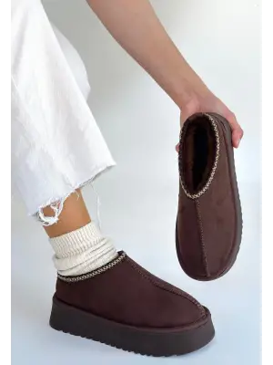 Kahverengi Süet Bot Kadın Giyim