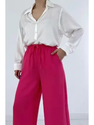 Fuşya Keten Pantolon