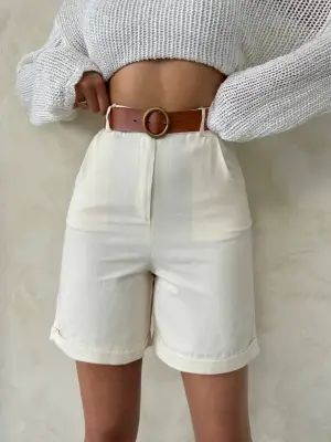 Gabardin Kumaş Şort Kadın Giyim