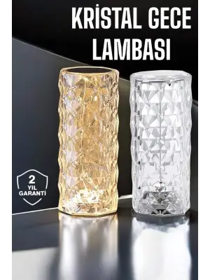 Gece Lambası Kristal Lamba Dokunmatik Şarjlı Hediyelik
