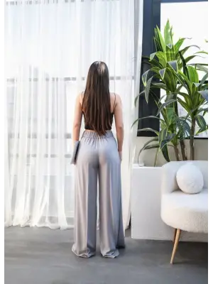 Omarı Geniş Paça Keten Pantolon