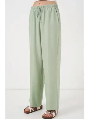 Modern Geniş Paça Keten Pantolon