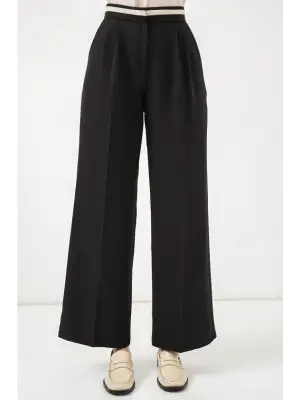 Geniş Paça Kumaş Pantolon 30088 - Siyah