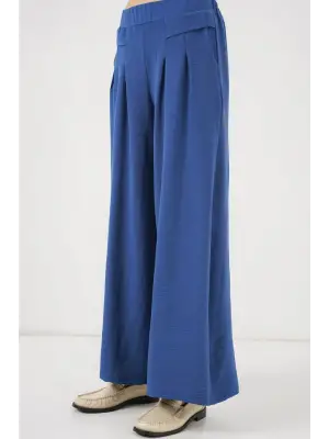 Geniş Paça Pileli Pantolon 6718 - İndigo