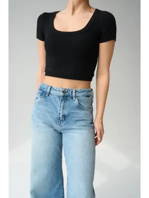 Geniş Yaka Bady - Siyah