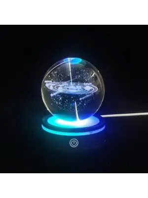 Gezegenler Tasarımlı Renk Değiştiren Dönen Cam Küre