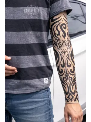 Giyilebilir Kol Dövmesi Çorap Dövme 3d Baskılı Kol Bacak Dövme 2 Adet Model 11