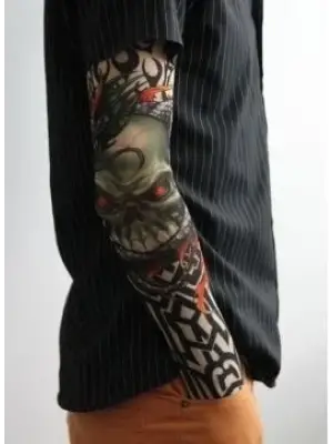 Giyilebilir Kol Dövmesi Çorap Dövme 3d Baskılı Kol Bacak Dövme 2 Adet Model 18