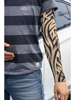 Giyilebilir Kol Dövmesi Çorap Dövme 3d Baskılı Kol Bacak Dövme 2 Adet Model 2