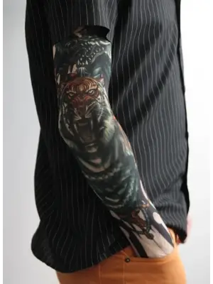 Giyilebilir Kol Dövmesi Çorap Dövme 3d Baskılı Kol Bacak Dövme 2 Adet Model 3