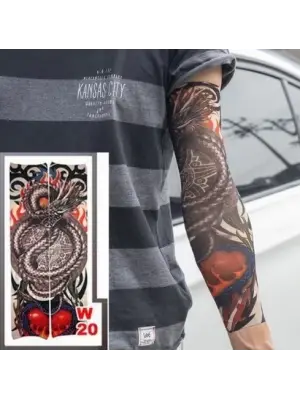 Giyilebilir Kol Dövmesi Çorap Dövme 3d Baskılı Kol Bacak Dövme 2 Adet Model 7