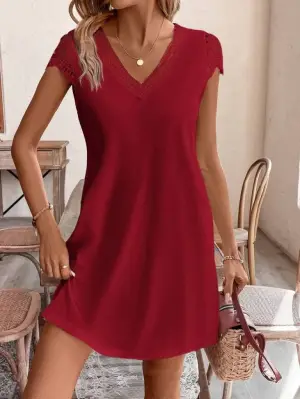 Omarı Şık V Yakalı Kadın Kısa Kollu Elbise