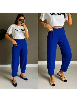 Omarı Yüksek Bel Krep Pantolon Modelleri