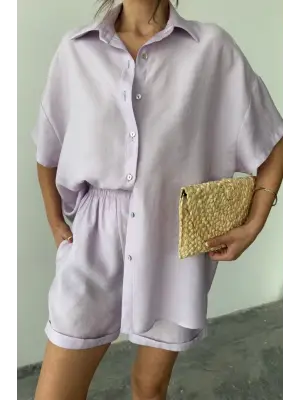 GÖMLEK - ŞORT TAKIM - Lila