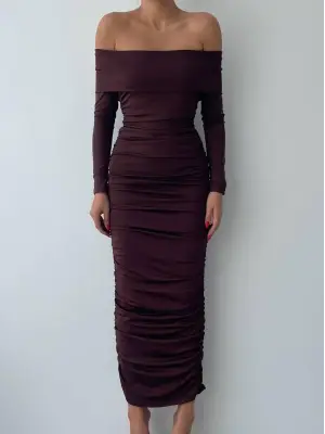 Omarı Siyah Sade Elbise