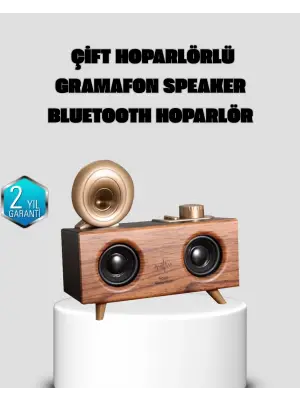 Gramafon Tasarımlı Bluetooth Hoparlör 3d Ses Teknolojili Çok Fonksiyonlu