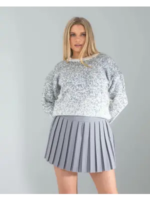 Omarı Gri Kar Tanesi Triko Kazak - Sıcacık Kış Stili