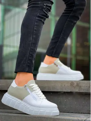 Omarı Beyaz Yüksek Taban Gri Detaylı Günlük Spor Ayakkabı