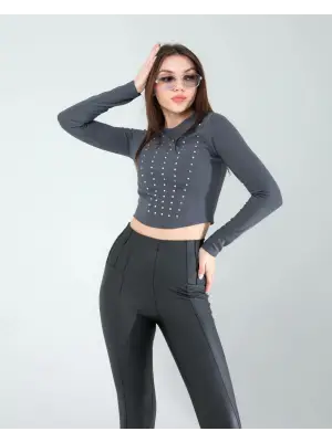 Omarı Doğal Taşlarla İşlenmiş Modern Vücut Kolyesi