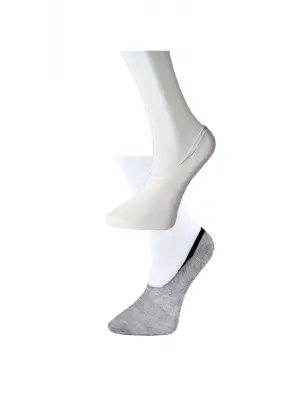 Gri ve Beyaz Kadın Babet Çorap 12 Çift