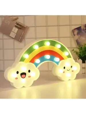 Gülen Bulutlu Gökkuşağı Led Gece Lambası