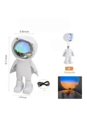 Gün Batımı Lambası Işık Arka Plan Projektör Sevimli Astronot Enerji Tasarruflu