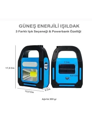 Güneş Enerjili Işıldak Ve Powerbank Özellikli Kamp Lambası