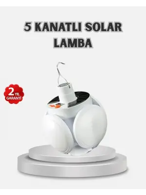 Güneş Enerjili Ve Usb Şarjlı Led Kamp Lambası – 5 Farklı Işık Modlu, Askılı Tasarım