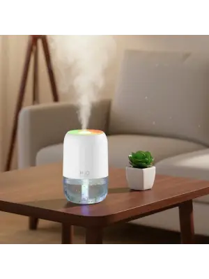 H2O Model Şeffaf Hazneli Hava Nemlendirici-Ultrasonik Soğuk Buhar Makinesi, LED Işıklı Masaüstü Oda Nemlendirici [Buffer]