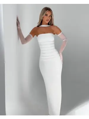 Omarı Yumuşak Dokulu Damla Yaka Elbise