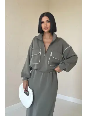 Omarı Rahatlığın Şıklıkla Buluştuğu Haki Biyeli Takım