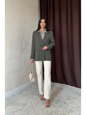Omarı Şık Haki Blazer Ceket - Moda Trendleri
