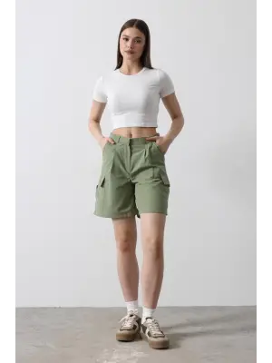Omarı Rahat ve Şık Cargo Şort - Haki
