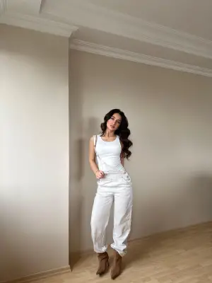 Beyaz Halter Yaka Bodysuit Kadın Giyim