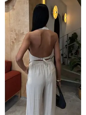 Halter Yaka Yelekli Modal Takım 10144