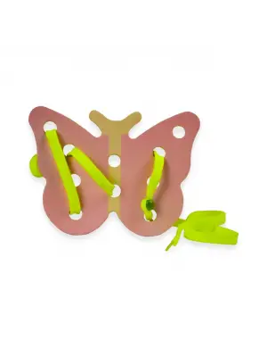 Omarı Ahşap Montessori Oyuncak - İp Geçirme Kelebek