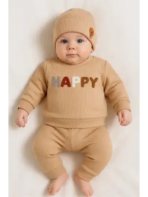 Happy Nakışlı 2li Pamuklu Erkek Bebek Takım