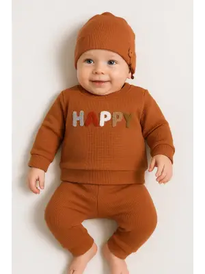 Happy Nakışlı 2li Pamuklu Erkek Bebek Takım