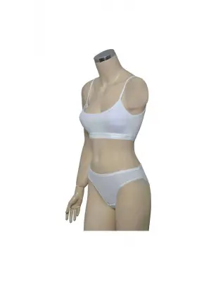 Omarı Beyaz Pedli İp Askılı Büstiyer Külot Takım