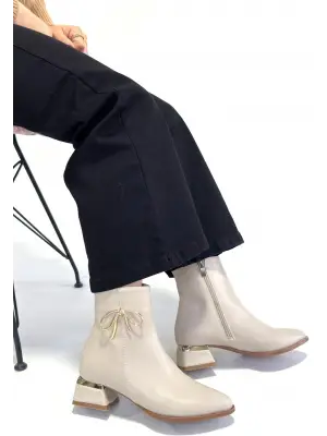 Harly Bej Cilt Topuklu Bot