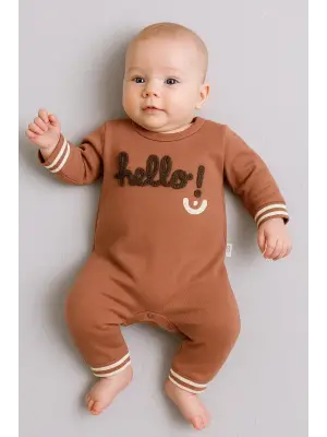 Hello Nakışlı % 100 Pamuk Erkek Bebek Tulum