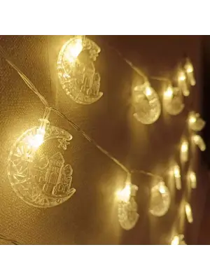 Hilal ve Cami Şekilli 3.5 Metre USB LED Işık – 20 LED’li Dekoratif Ramazan Dekorasyonu ve Ortam Aydınlatması