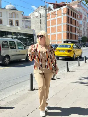 Vizon Hırka Pantolon Alt Üst Triko Takım Kadın Giyim