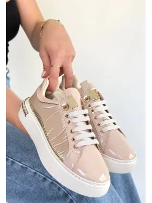 Hley Bej Rugan Paraşüt Detaylı Bağcıklı Spor Ayakkabı